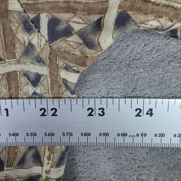 Mens Via Veneto Beige Geometric Print Shirt 100% Rayon Short Sleeve Button Up L - Picture 4 of 6